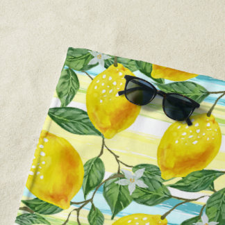 Serviette De Plage Hip Tropical Summer Lemons Fruit Motif