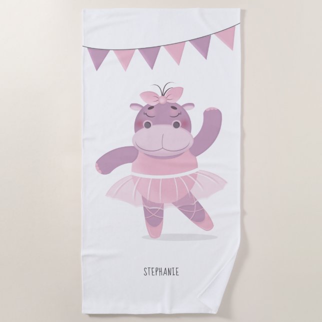 Serviette de plage Hippo Ballerina (Devant)