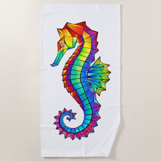 Serviette De Plage Hippocampe polygonal arc-en-ciel (Devant)