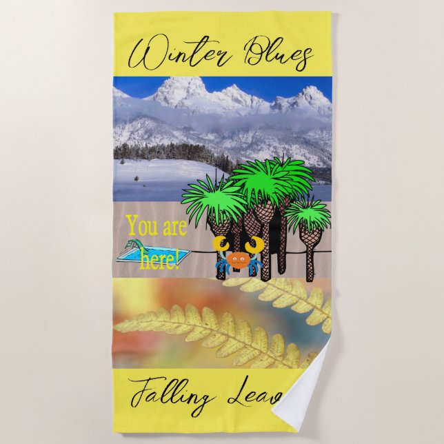 Serviette de plage Hiver Été Automne Vous êtes ici (Devant)