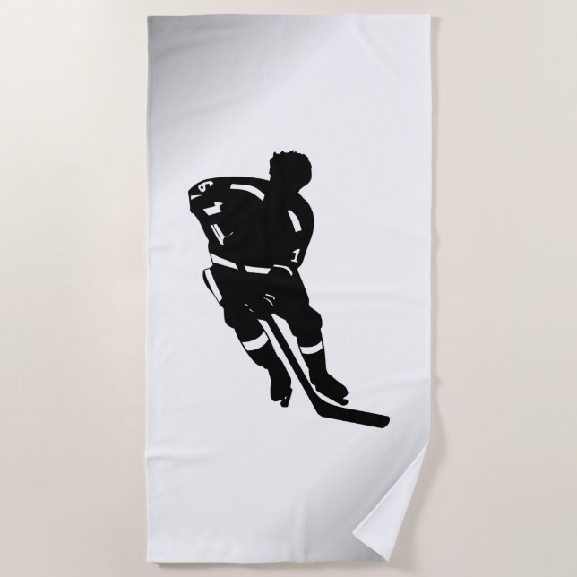 Serviette De Plage Hockey Joueur Sport Design (Devant)