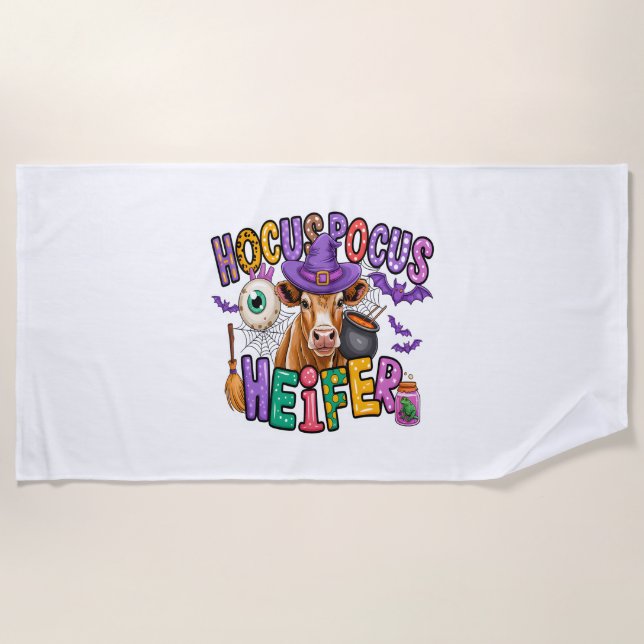 Serviette De Plage Hocus Pocus Heifer Vache d'Halloween (Devant)