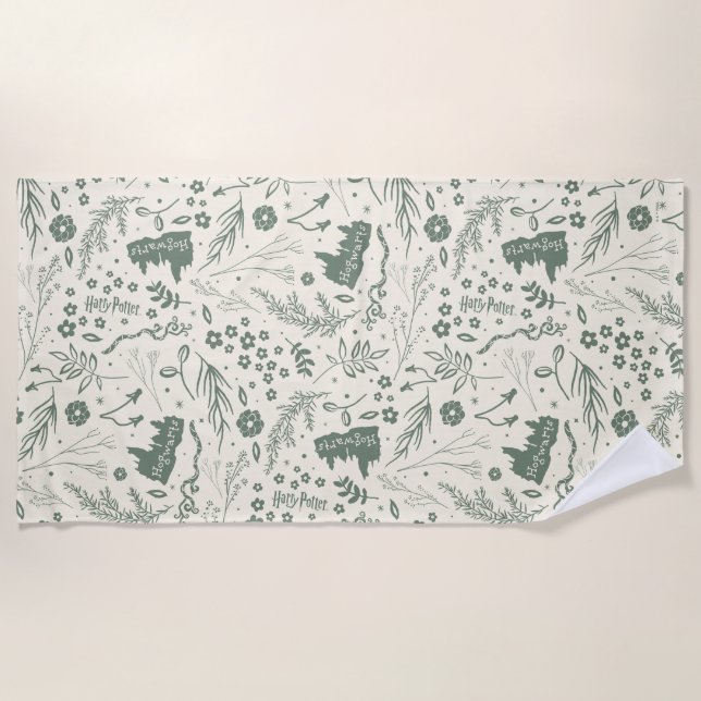 Serviette De Plage HOGWARTS™ Herbologie Motif magique (Devant)