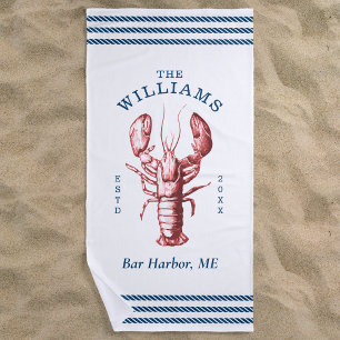 Serviette De Plage Homard côtier Bord de mer Vacances en famille