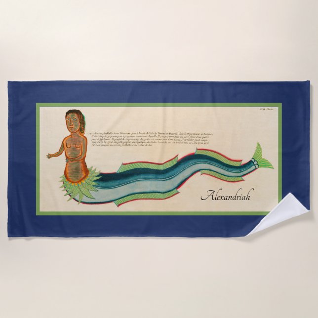 Serviette De Plage Homard de sirène sur mesure Marine Décor côtier (Devant)