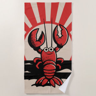 Serviette De Plage Homard Drôle – Conception de Plage Rétro