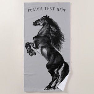 Serviette De Plage Horse Beach Tower Texte personnalisé - Choisissez