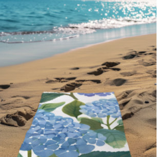 Serviette De Plage Hortensias bleus Buisson floral magnifique