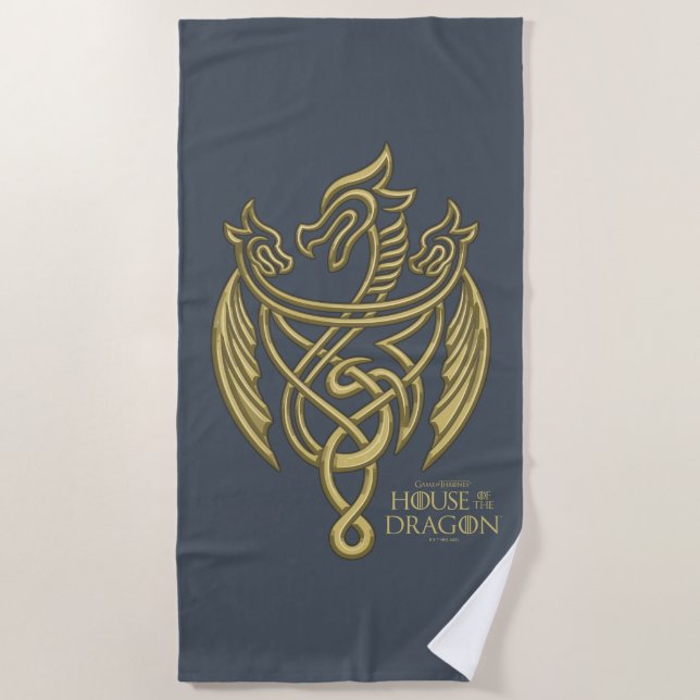 Serviette De Plage HOUSE of the Dragon | Golden Filigree Dragon Crest (Devant)