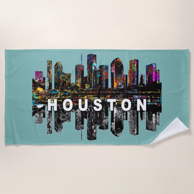 Serviette De Plage Houston, Texas couvert de graffitis (Devant)