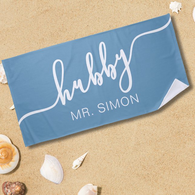Serviette de plage Hubby de mariage personnalisée (Créateur téléchargé)