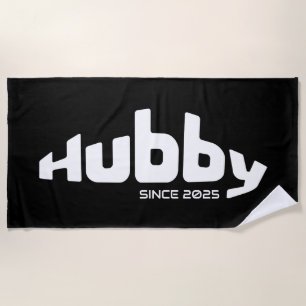 Serviette De Plage Hubby nouvelle mariée Groom noir et blanc