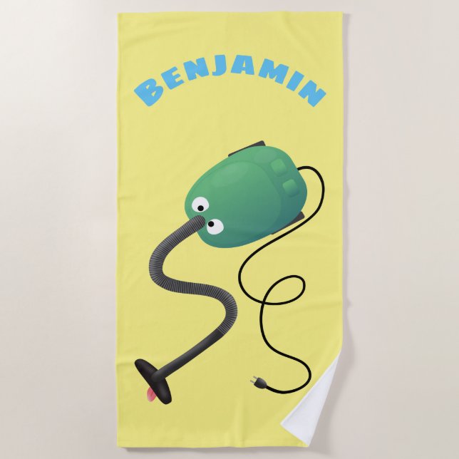 Serviette De Plage Humour de dessin animé de l'aspirateur mignon (Devant)