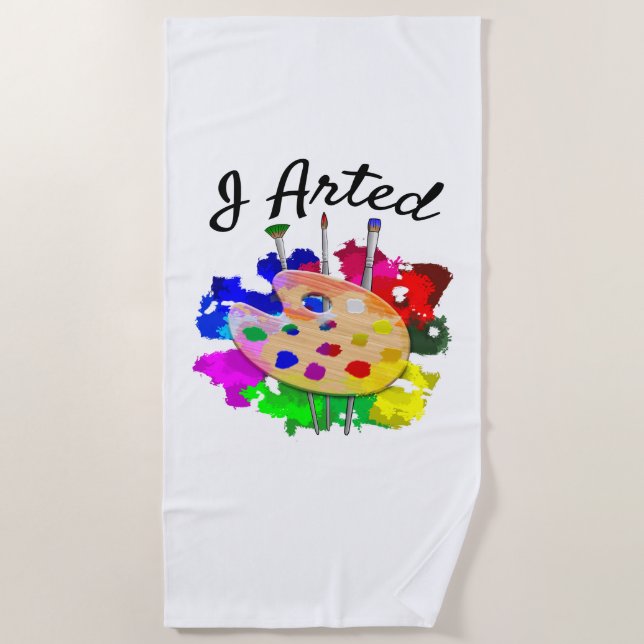 Serviette De Plage I Arted Funny Artiste Palette Brosses Plage Servie (Devant)