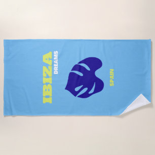 Serviette De Plage Ibiza, Espagne, Art Voyage, Bleu, Turquoise
