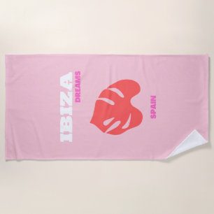 Serviette De Plage Ibiza, Espagne, Preppy, Salle Preppy, Rose