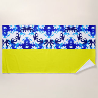 Serviette De Plage Ice Blue Snowboard Sky Yellow Snowboard Sport