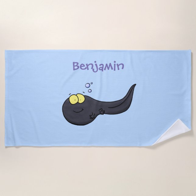 Serviette De Plage Illustration amusante de dessin animé en têtard (Devant)