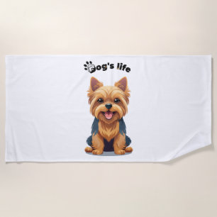 Serviette De Plage Illustration amusante de Terrier du Yorkshire dans