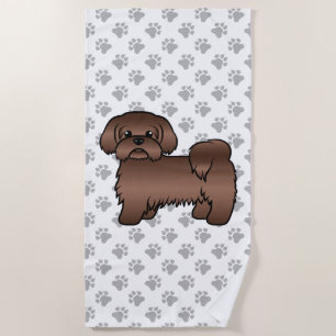 Serviette De Plage Illustration Brown Chih Tzu Cute Cartoon Chien 