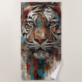 Serviette De Plage Illustration d'art de rue portrait de tigre