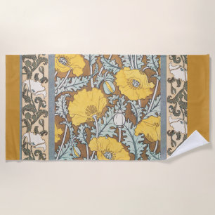 Serviette De Plage illustration d'art pavot fleur jaune
