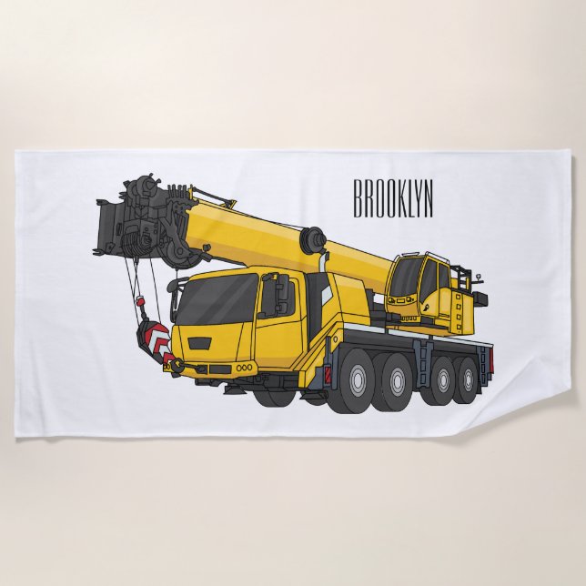Serviette De Plage Illustration de camion de grue (Devant)