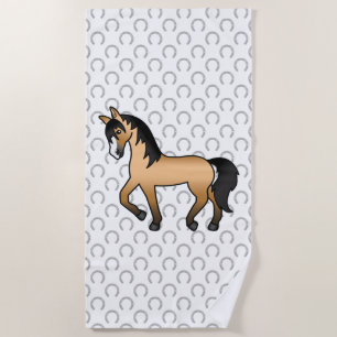 Serviette De Plage Illustration de dessin animé mignon de cheval trot