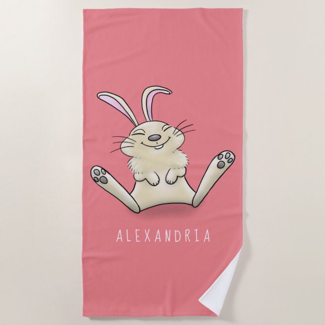 Serviette De Plage Illustration de dessin de lapin lapin mou (Devant)