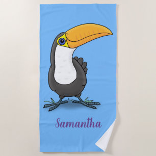 Serviette De Plage Illustration de dessin humoristique du toucan joye