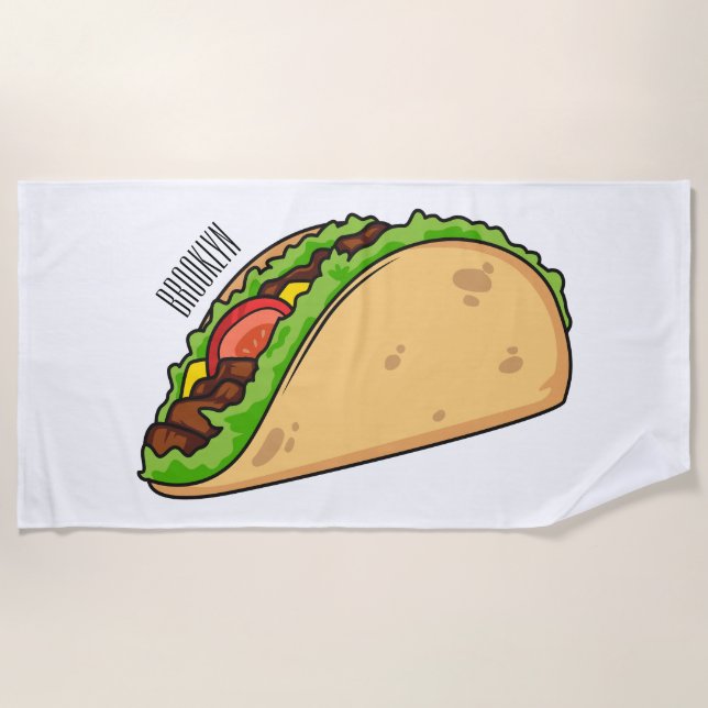 Serviette De Plage Illustration de dessin sur Taco (Devant)