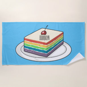 Serviette De Plage Illustration de gâteau arc-en-ciel