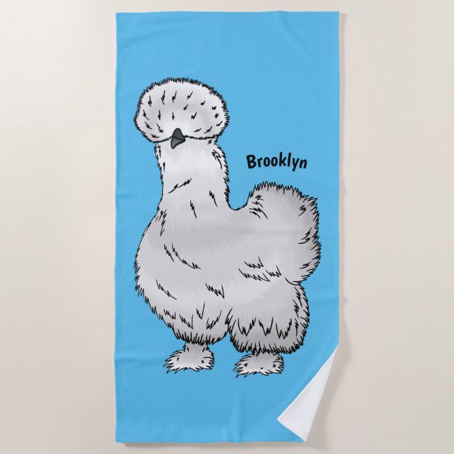 Serviette De Plage Illustration de la caricature du poulet Silkie (Devant)