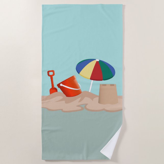 Serviette De Plage Illustration de la scène de plage de Bucket et Spa (Devant)