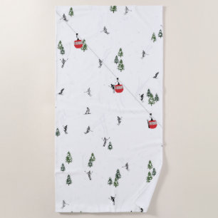 Serviette De Plage Illustration de l'ascenseur Ski Rouge