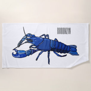 Serviette De Plage Illustration de l'écrevisse marron bleu