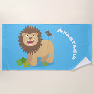 Serviette De Plage Illustration de l'effervescence de lions heureux