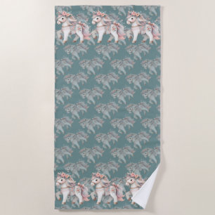 Serviette De Plage Illustration de l'Imaginaire Floral Pastel Horse