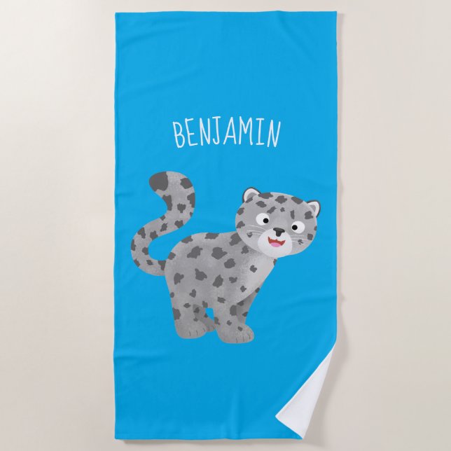 Serviette De Plage Illustration de mignon léopard des neiges (Devant)