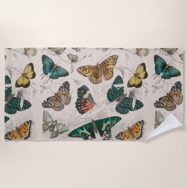 Serviette De Plage Illustration de papillon antique : 1820 Orfèvre (Devant)