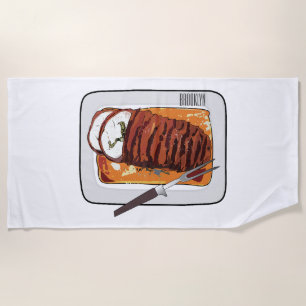 Serviette De Plage Illustration de poitrine de dinde rôtie