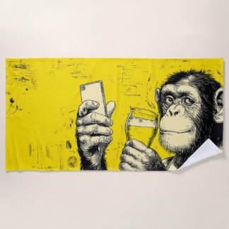 Serviette De Plage Illustration de singe drôle prenant un selfie – Ch