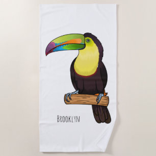 Serviette De Plage Illustration d'oiseau toucain à bec de Keel