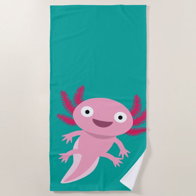 Serviette De Plage Illustration drôle Axolotl (Devant)