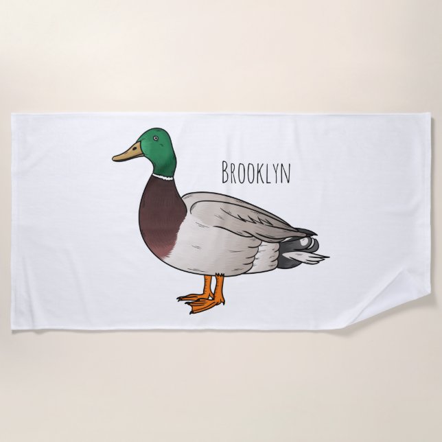 Serviette De Plage Illustration du canard de Majard (Devant)