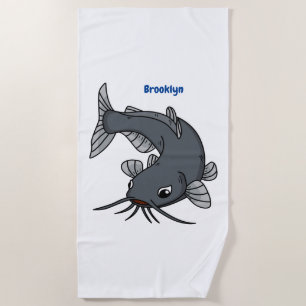 Serviette De Plage Illustration du poisson-chat mignon