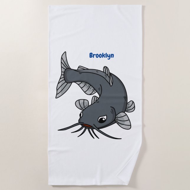 Serviette De Plage Illustration du poisson-chat mignon (Devant)