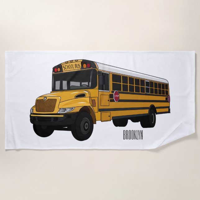 Serviette De Plage Illustration d'un autobus scolaire (Devant)