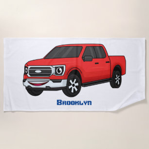 Serviette De Plage Illustration d'une camionnette rouge mou