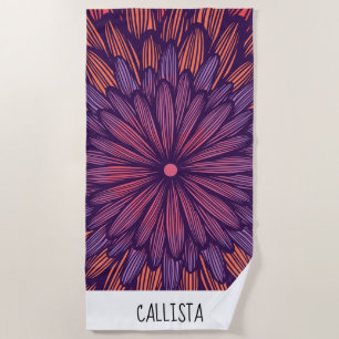Serviette De Plage Illustration moderne Fleur violette de corail de G